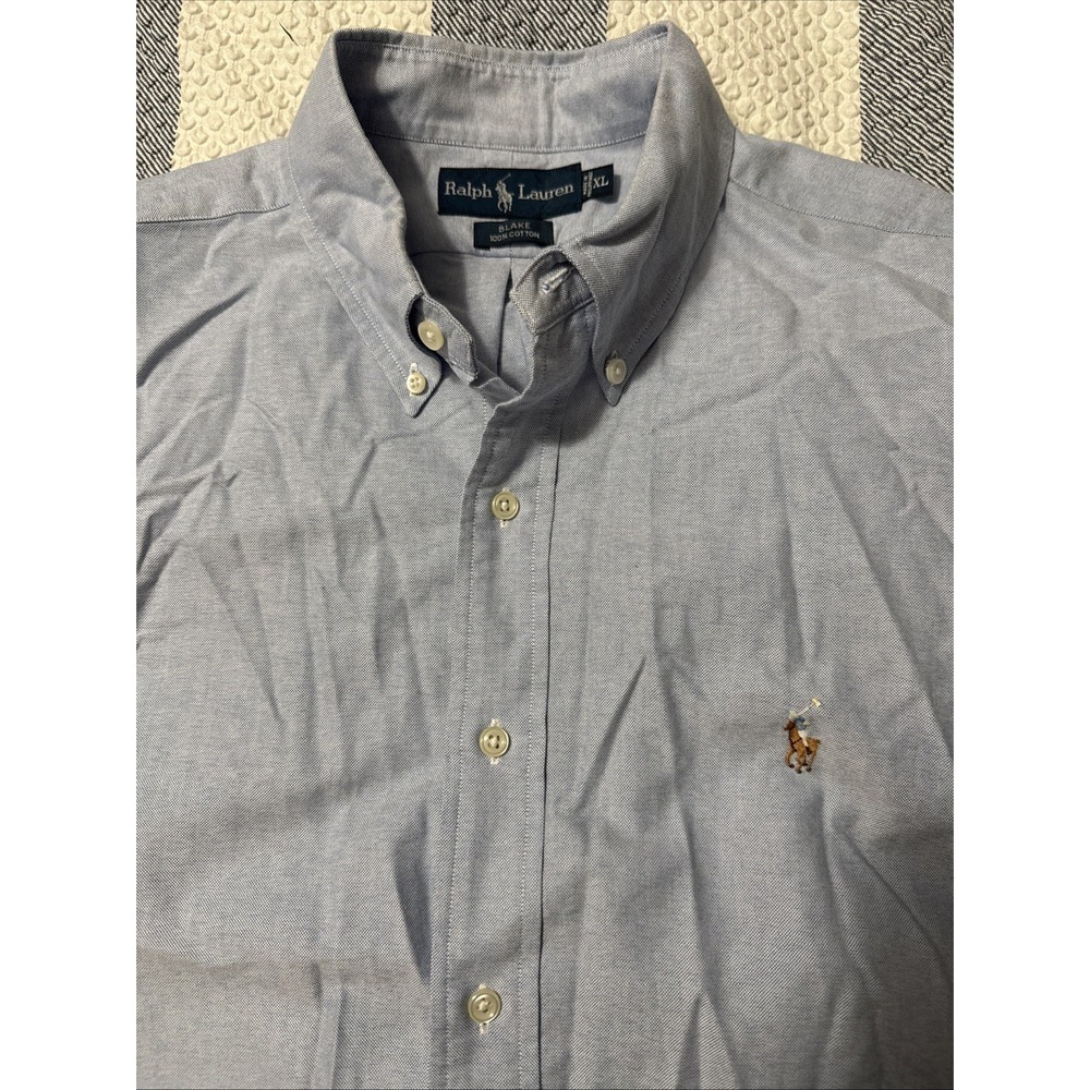 Ralph Lauren Shirt Mens XL Blue Blake Flesh Pony Long‎ Sleeve Preppy Classic